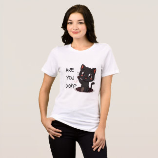 En Tri-matière T-Shirt Chat Noir Kawaii
