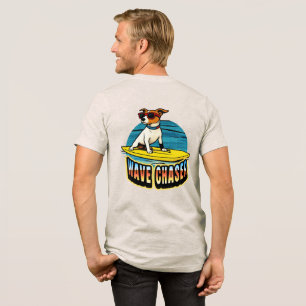 En Tri-matière T-Shirt Chien Surfeur Poursuite de Vague