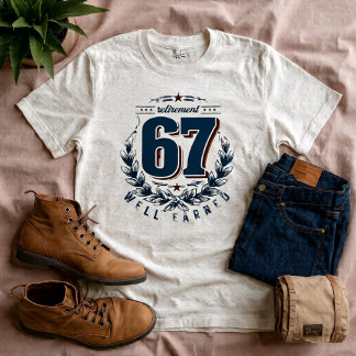 En Tri-matière T-Shirt Classique Retraite 67 – Style Badge Vintag