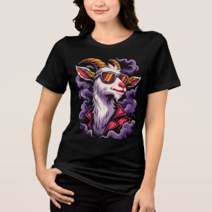 En Tri-matière T-shirt de la chèvre cool avec des lunettes de sol