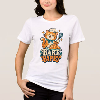 En Tri-matière T-shirt de pâtisserie drôle 'Bake Happy' pour les