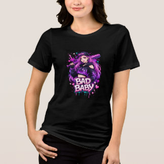 En Tri-matière T-Shirt esthétique Bad Girl | Graphique Streetwear