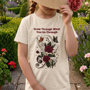 En Tri-matière T-shirt féminin floral inspirant "Surmonter"