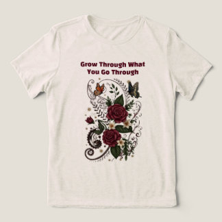 En Tri-matière T-shirt féminin floral inspirant "Surmonter"