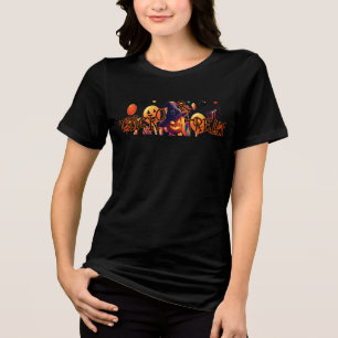 En Tri-matière T-shirt femme de nuit Citrouille éffrayant