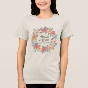 En Tri-matière T-shirt femme Floral Wreath "Bloom Grow" Inspira