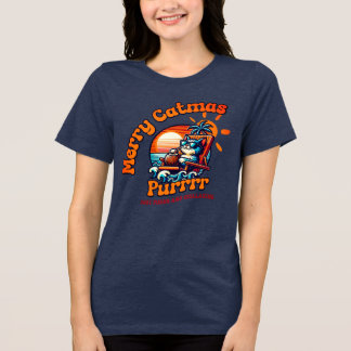 En Tri-matière T-shirt Femme Joyeux Catmas