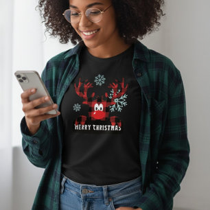 En Tri-matière T-shirt femme Noël Rennes plaid de buffle