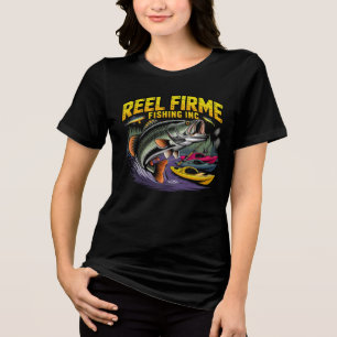 En Tri-matière T-Shirt Femme Vintage Reel Firme Fishing Inc Bass