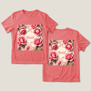 En Tri-matière T-shirt fleuriste rose Art Nouveau rouge Triblend