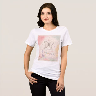 En Tri-matière T-Shirt Floral Papillon Vintage   Douce Esthétique