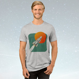 En Tri-matière T-Shirt Graphique À Fusée Tri-Blend