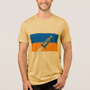 En Tri-matière T-Shirt Graphique À Fusée Tri-Blend