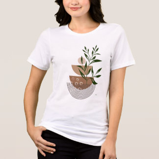 En Tri-matière T-Shirt Graphique Botanique Bohème Moderne