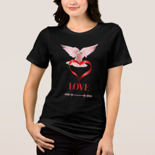 En Tri-matière T-shirt graphique Peace Dove & Love Heart Pulse