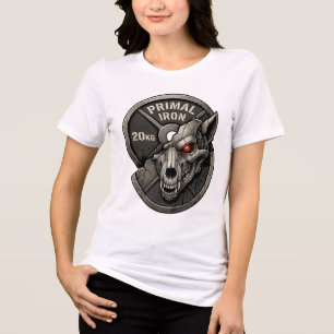 En Tri-matière T-Shirt Graphique Plaque de Poids de Gym Loup de F