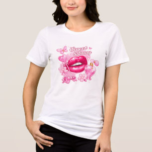 En Tri-matière T-Shirt Graphique Rose Coquette Sweet & Sassy   Y2