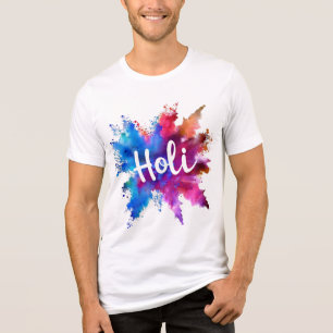 En Tri-matière T-shirt graphique vibrant Holi Splash