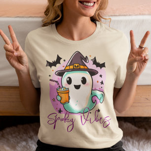 En Tri-matière T-shirt Halloween Fantôme Mignon Vibes Épurées
