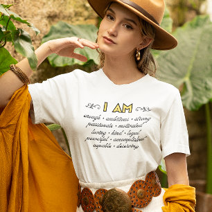 En Tri-matière T-shirt Inspirant avec Affirmations « Je Suis »