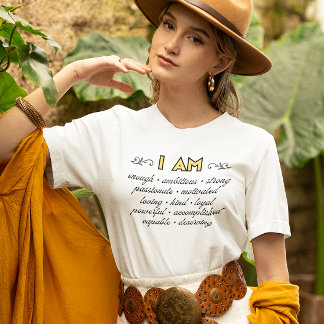 En Tri-matière T-shirt Inspirant avec Affirmations « Je Suis »