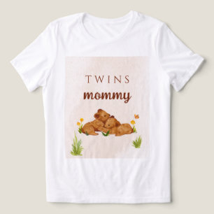 En Tri-matière T-shirt maman neutre baby shower jumeaux