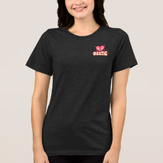 En Tri-matière T-shirt Meilleure Amie Cœur Rose | Cadeau Mignon p