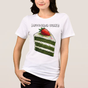 En Tri-matière T-shirt Mignonne Tranche de Gâteau au Matcha Desse