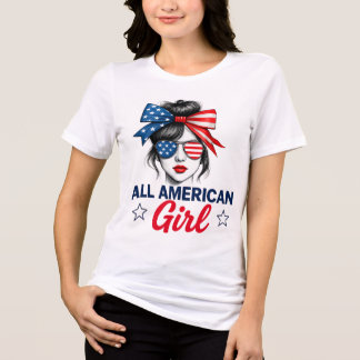 En Tri-matière T-shirt Patriotique TOUTE Fille AMÉRICAINE - 4e de