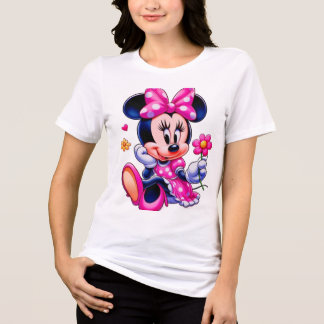 En Tri-matière T-shirt pour dames à souris dessin animé rose mign