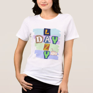 En Tri-matière T-shirt pour femme avec typographie de journée par