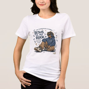 En Tri-matière T-shirt pour femmes ADOM "Jésus est mon roc"