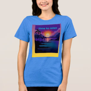 En Tri-matière T-shirt pour femmes Palmiers de plage relaxants