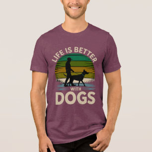En Tri-matière T-Shirt Rétro Coucher de Soleil 'La Vie est Mieux