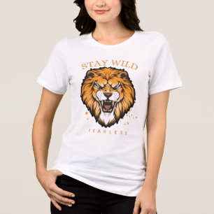 En Tri-matière T-shirt Stay Wild Fearless Lion pour femmes Aest
