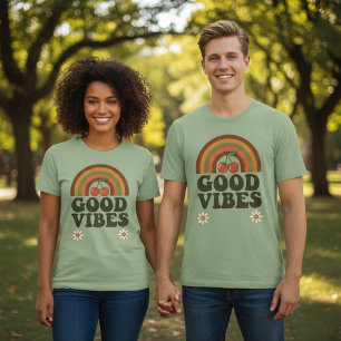 En Tri-matière T-Shirt tri-mélange Rétro Good Vibes Cherry Flower