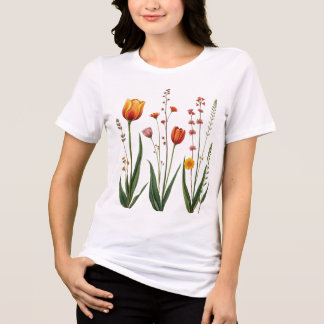 En Tri-matière T-shirt vintage Floral - Fleur sauvage botanique D