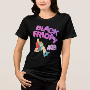 En Tri-matière Vente Black Friday   T-shirt noir audacieux pour f