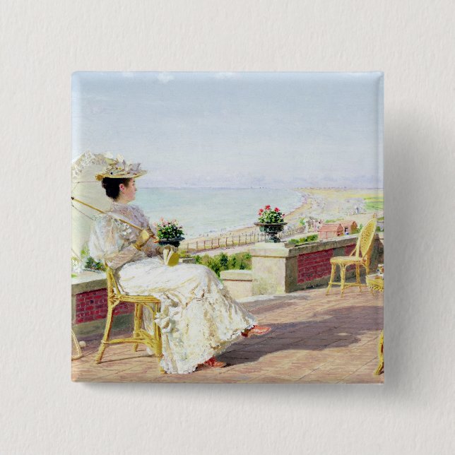 En Vacance 2 Inch Square Button (Front)