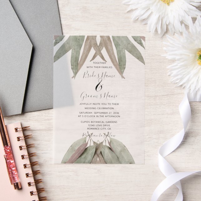 En Vélin Invitations de mariage Rustique Eucalyptus feuille (Mariage)