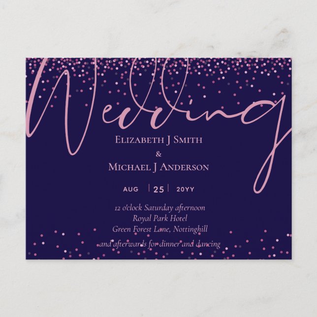 EN VENTE ! Rose bleu de la marine - Invitations de (Devant)