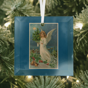 En Verre Angel vintage avec ornement d'arbre