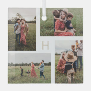 En Verre Monogrammes blocs de couleur modifiable ornement p