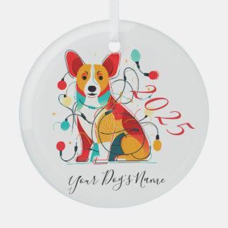 En Verre Ornement de chien drôle de Noël Corgi Chaos