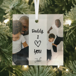 En Verre Papa, je t'aime   Ornement photo personnalisé