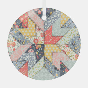 En Verre Patchwork Floral : Ornement Vintage