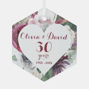 En Verre Verdure rose 30e anniversaire ornement céramique