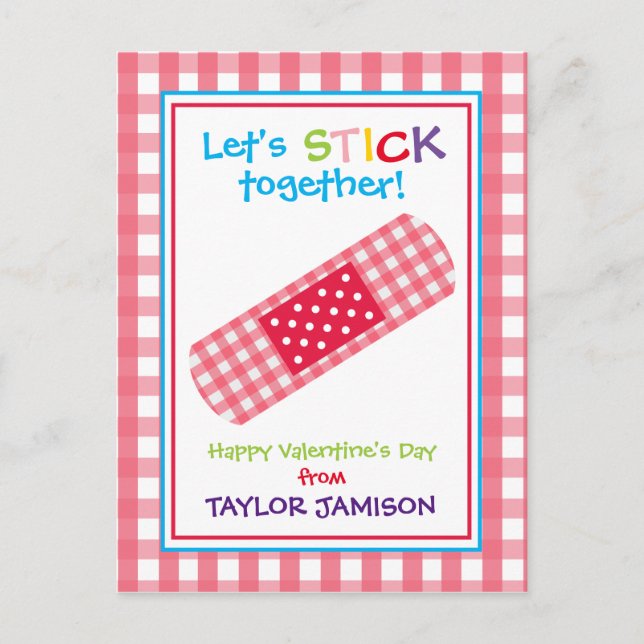 en vichy Bandage Personnalisé Valentine's Cartes (Devant)