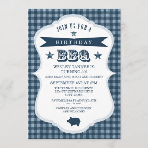 en vichy Barbecue Anniversaire Fête Invitation