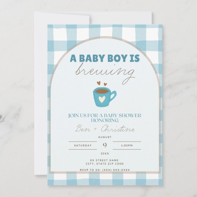 En vichy Bébé mignon brasse Douche Invitation (Devant)